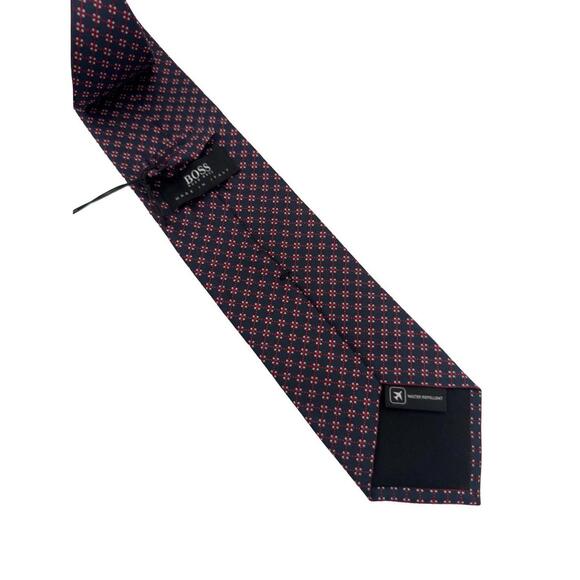 Hugo Boss Traveler Silk Neck Tie Geometric Navy Red 7.5 cm | 3" - Picture 2 of 4